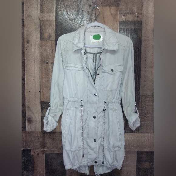 Anthropologie Manto Field Jacket, Khaki Lightweight, Drawstring Waist Size Small - Picture 2 of 9